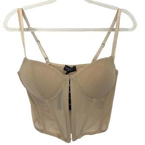 Say What Tan Sheer‎ Bustier Sz L